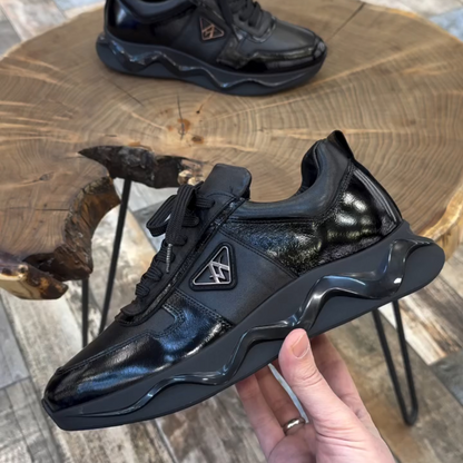 Black Genuine Leather Men's Sneaker