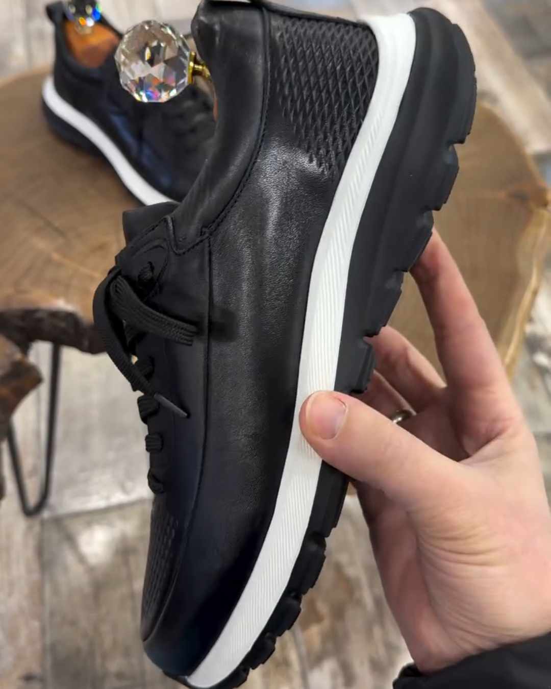 Black Leather Men’s Sneakers