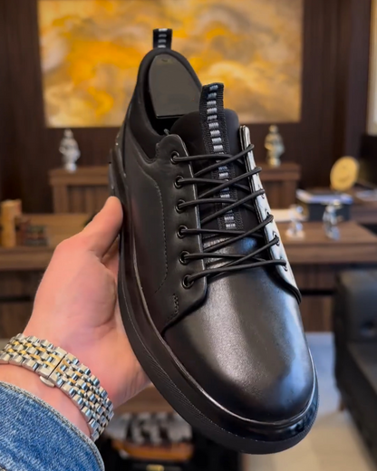 Black Premium Leather Men's Sneaker