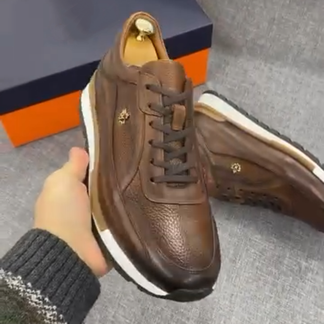 Men's Textured Leather Sneakers