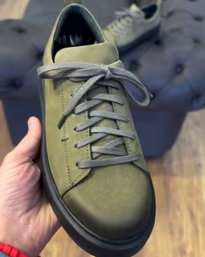 Men's Lace Up Leather Sneakers