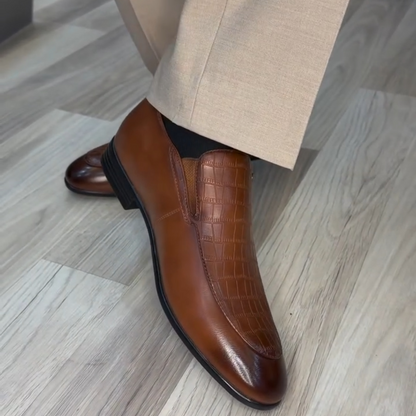 Brown Croc Genuine Leather Loafers