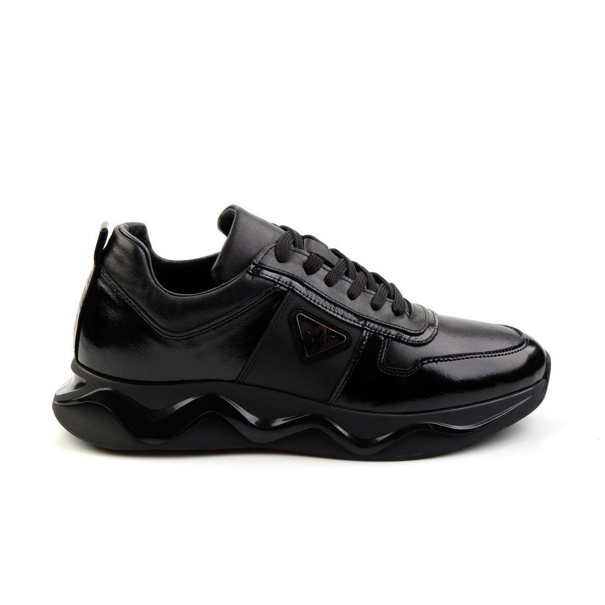Black Genuine Leather Men's Sneaker