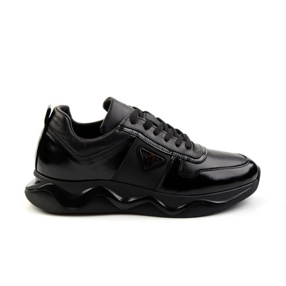 Black Genuine Leather Men's Sneaker