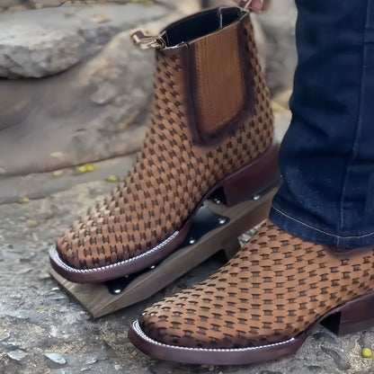 Men's Handmade Twill Cross-Woven Boots