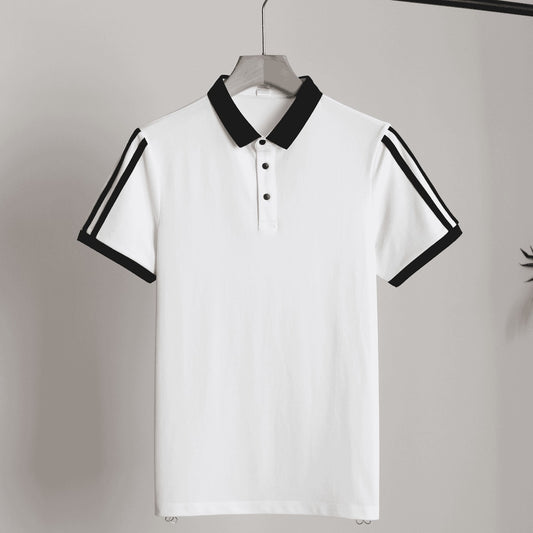 Men's Contrast Color Stitching Breathable Slim Fit POLO Shirt