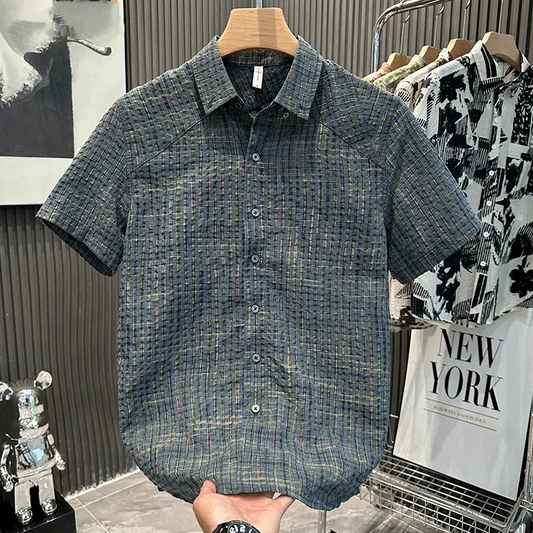 Men's Vintage Seersucker Plaid Shirt