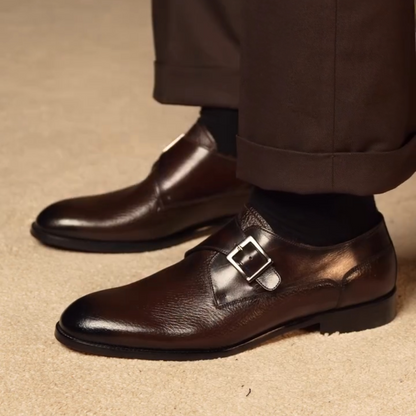 Mens Classic Handmade Single Buckle Monk Strap Shoes