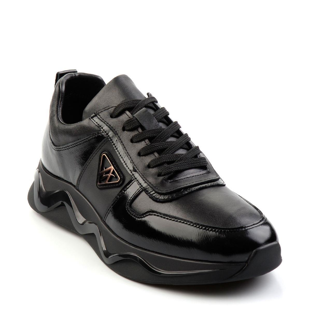 Black Genuine Leather Men's Sneaker