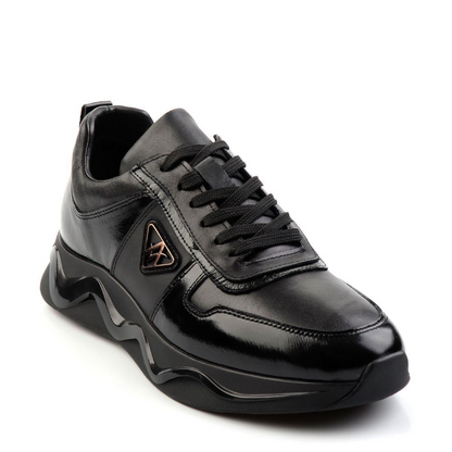 Black Genuine Leather Men's Sneaker