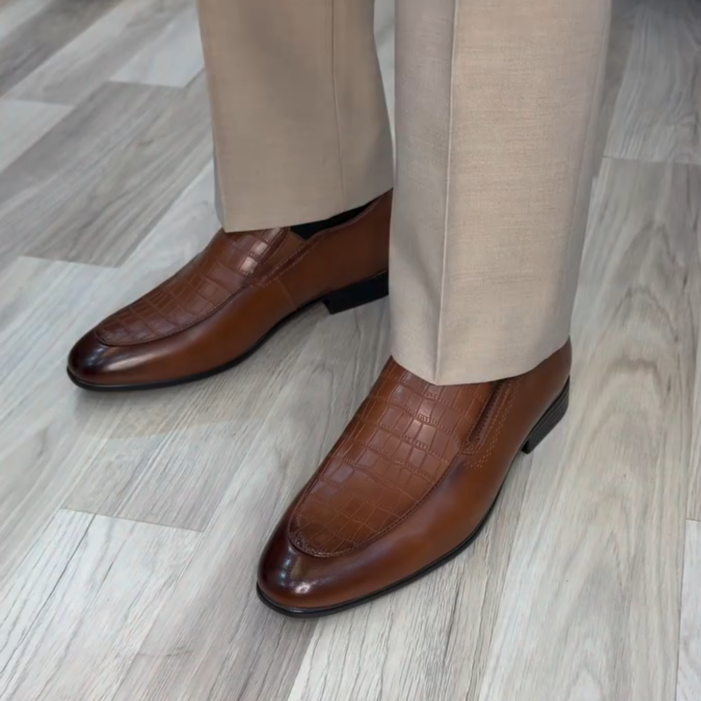 Brown Croc Genuine Leather Loafers