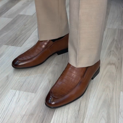 Brown Croc Genuine Leather Loafers