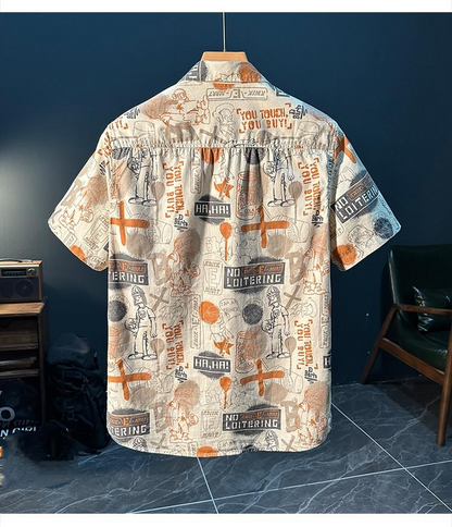 Men's Summer Loose Printed Short Sleeve Shirt