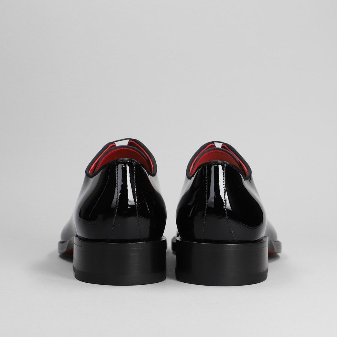 Handmade Mens Black Wholecut Patent-Leather Oxford Shoes