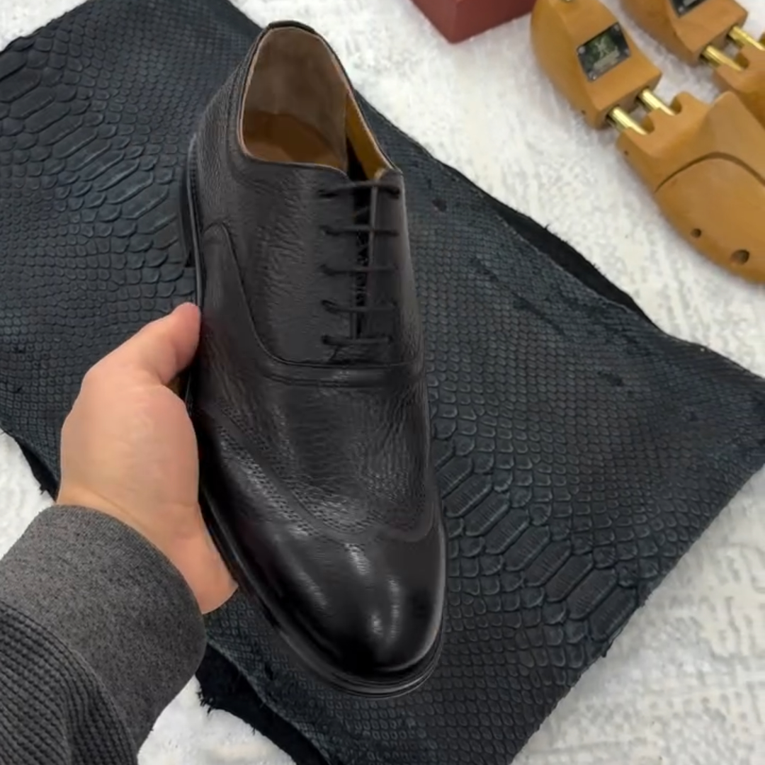 Black Men's Genuine Leather Oxford Dress Shoes