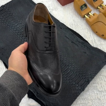 Black Men's Genuine Leather Oxford Dress Shoes