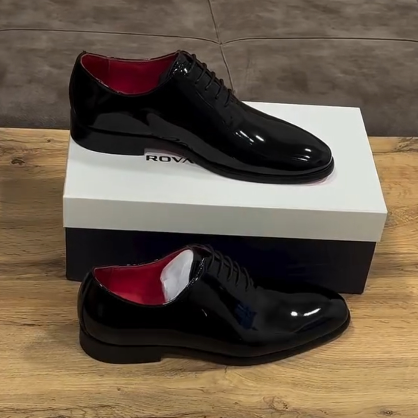 Men's Black Patent Leather Oxfords