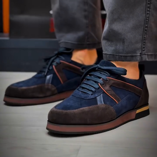 Calf Suede and Leather Sneakers