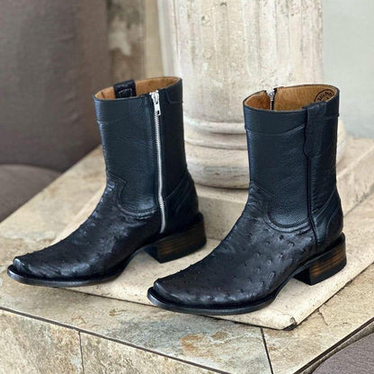 Elegant Ostrich Leather Boot