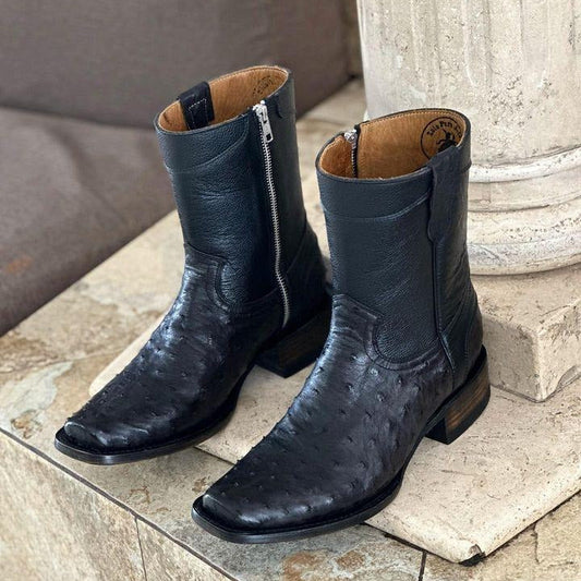 Elegant Ostrich Leather Boot