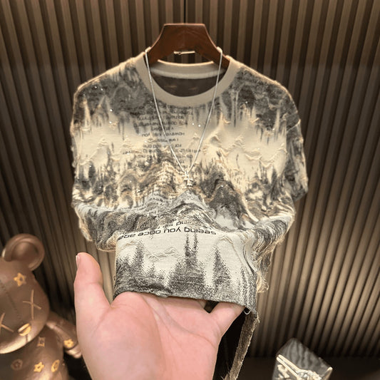 Men's Autumn Letter Ripped Top
