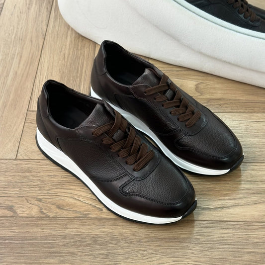 Men's Brown Genuine Leather Sneakers