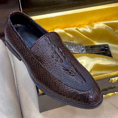 Satin Crocodile Scale Loafers