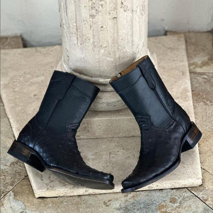 Elegant Ostrich Leather Boot