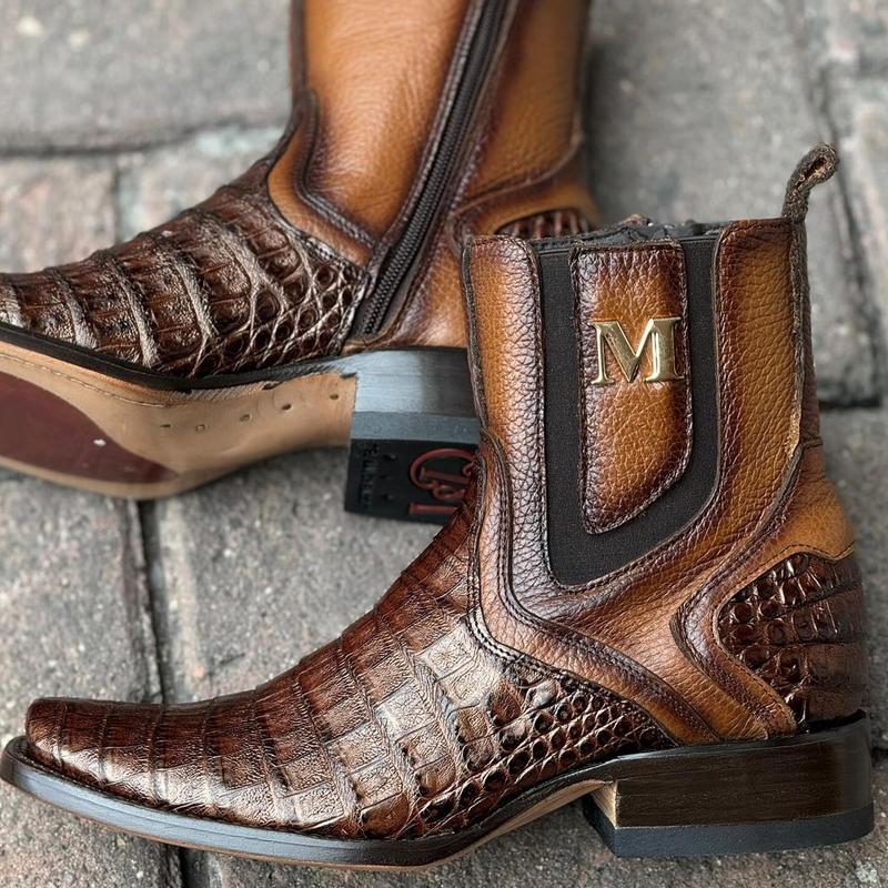 Brown Crocodile leather cowboy boots