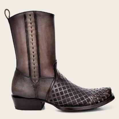 Casual Cowboy Square Toe Zip Leather Ankle Boots