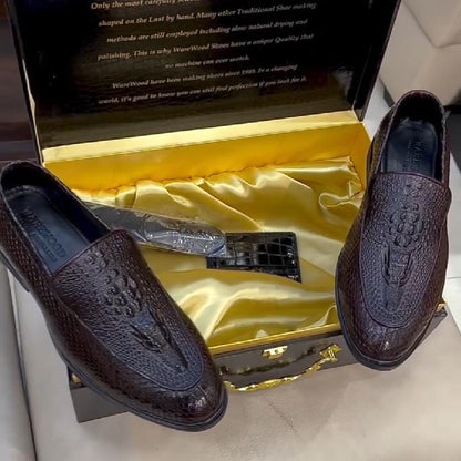 Satin Crocodile Scale Loafers