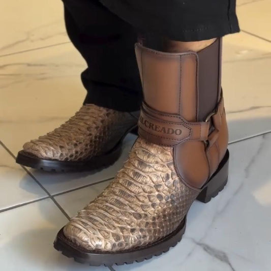 Python Leather Brown Men's Boots