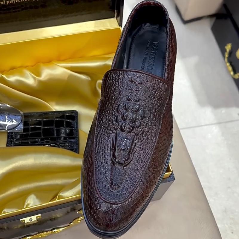 Satin Crocodile Scale Loafers