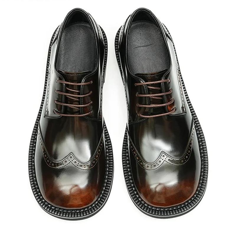 British Style Big Round Toe Mirror Business Casual Shoes