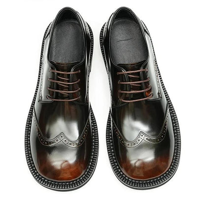 British Style Big Round Toe Mirror Business Casual Shoes