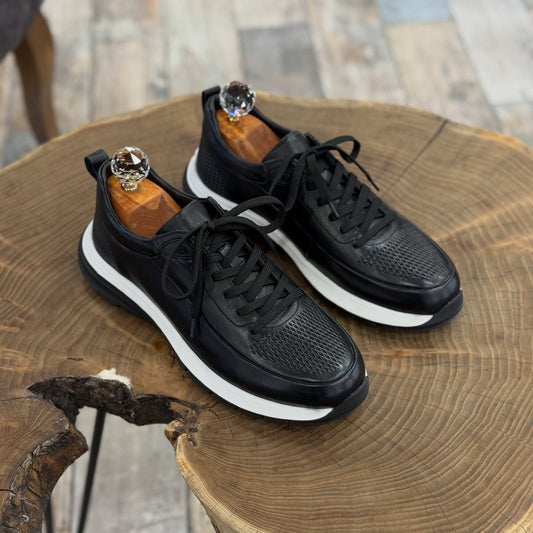 Black Leather Men’s Sneakers